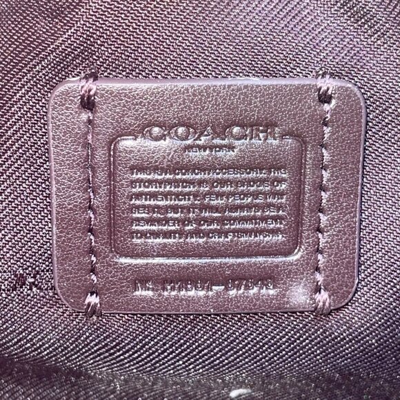 Coach Women’s Gold Metallic Leather Cylinder Zippered Makeup Bag Purse Pouch - Picture 6 of 8